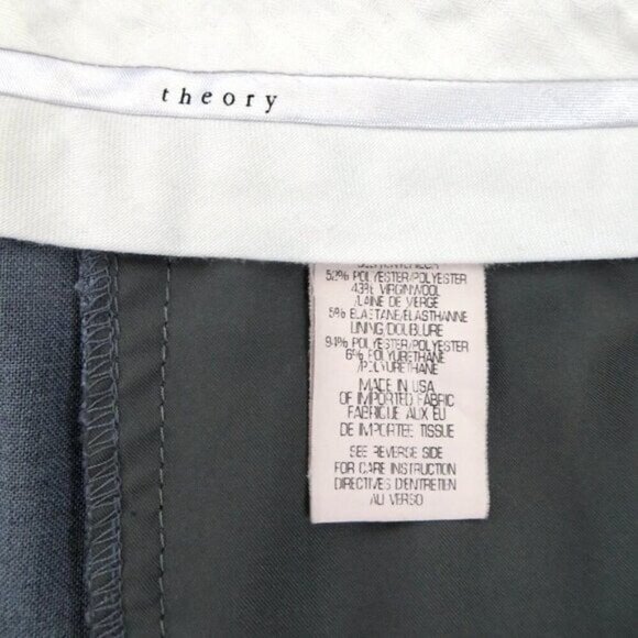 Theory Wool Blend Dress Pants Slacks Gray SZ 8 - Picture 12 of 12